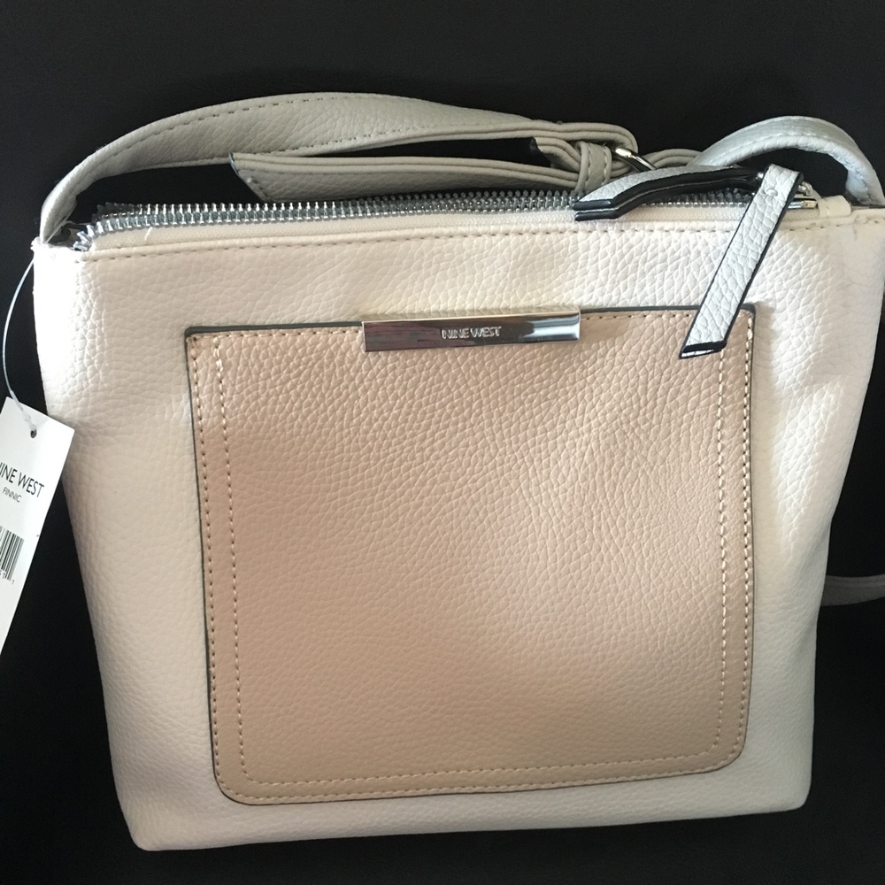 Nine West Triple Entry Colorblock Crossbody Cream NWT